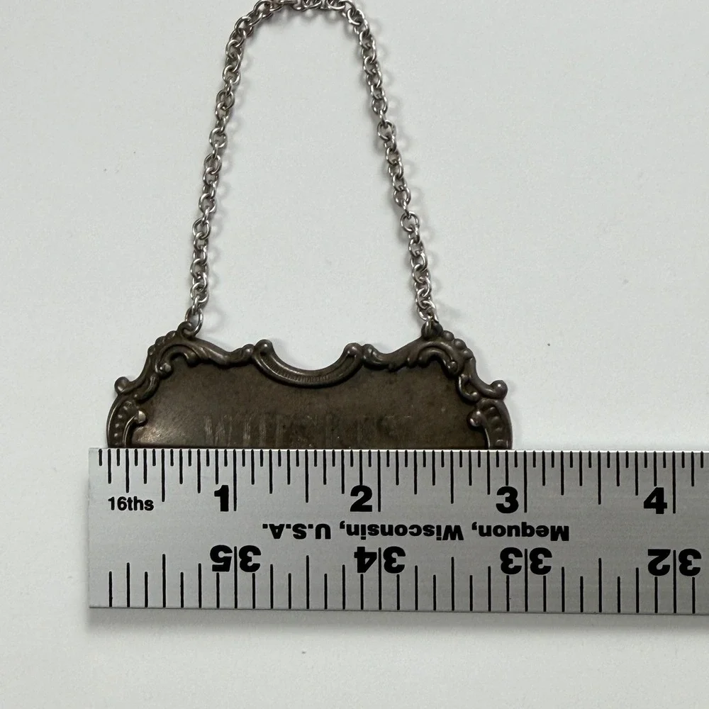 Vintage Gorham Whiskey Decanter Label‎ Silverplate Repousse Barware Tag